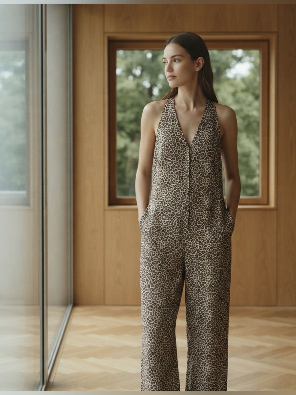 Leopard Print Denim overalls - Picture 2 of 8